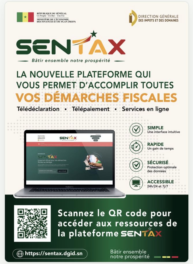 Affiche de présentation de la plateforme SENTAX