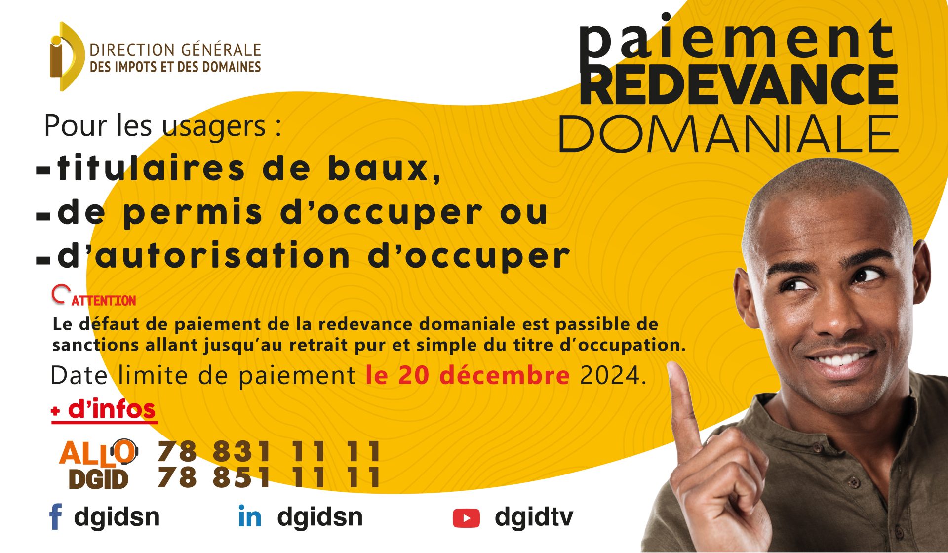 Communiqué : RAPPEL DE PAIEMENT DE LA REDEVANCE DOMANIALE