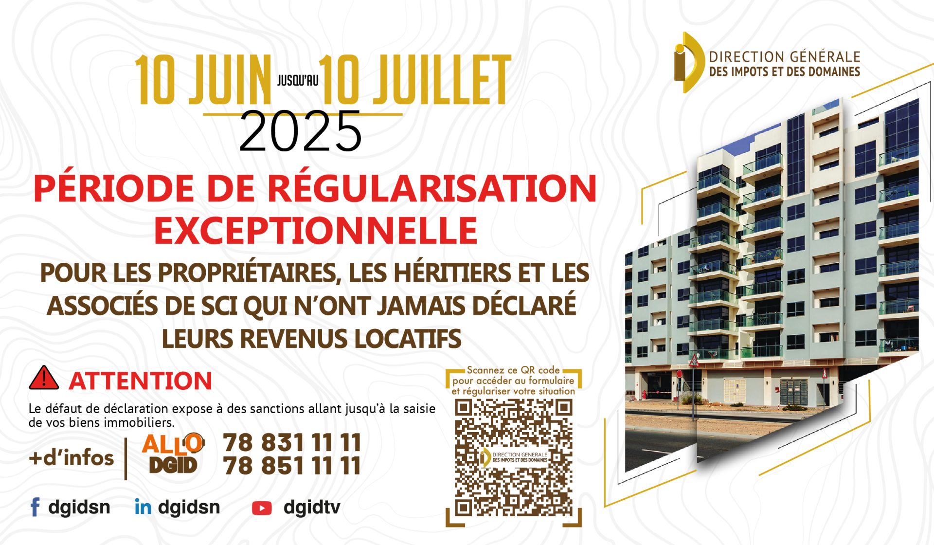 Communiqué : période exceptionnelle de régularisation pour les titulaires de revenus locatifs
